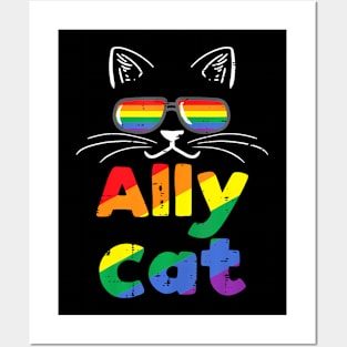 Ally Cat Pride Month Straight Ally Gay Lgbtq Lgbt Women Posters and Art